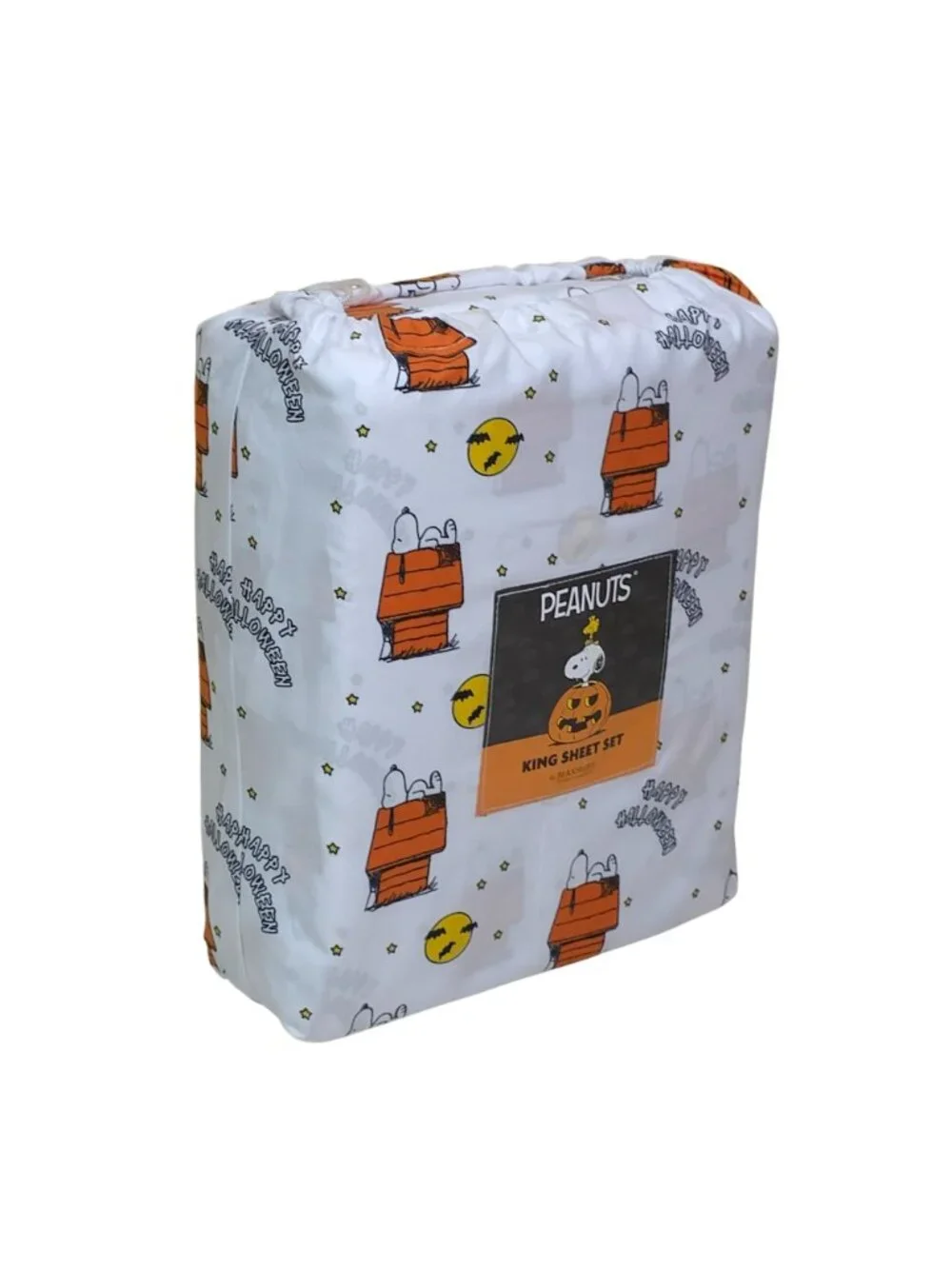 Peanuts Snoopy Halloween King Sheet Set By Berkshire Orange Doghouse Polyester